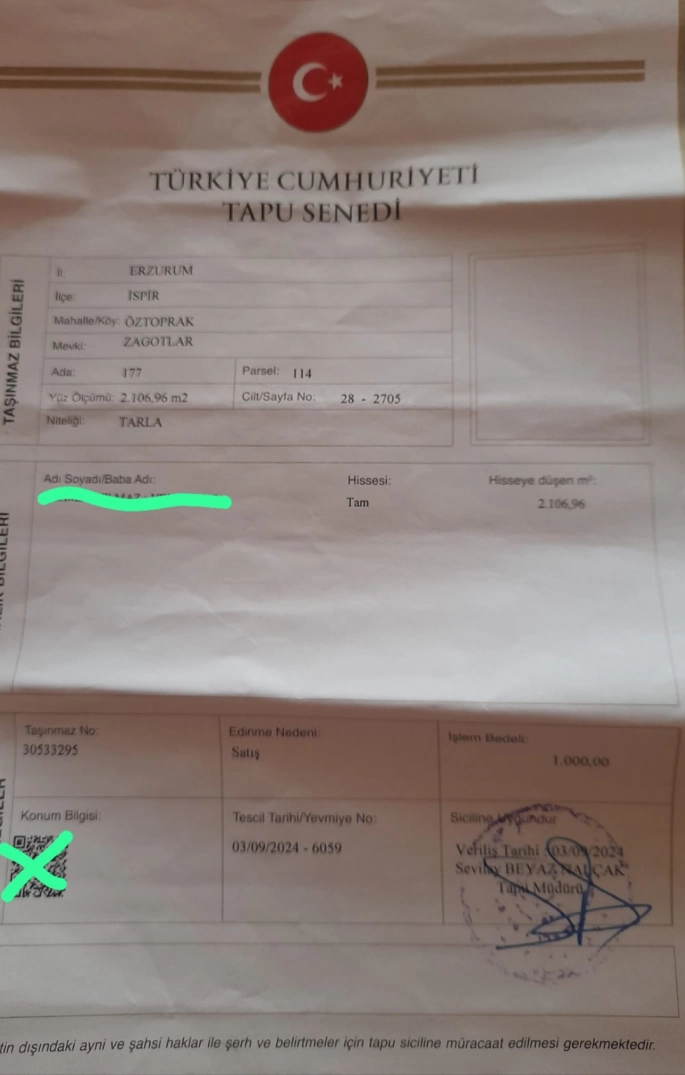 SATILIK TARLA ÖZTOPRAK ZAGOTLAR MEVKİİNDE 